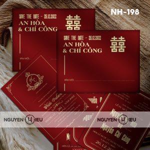 Thiệp cưới màu đỏ chữ song hỷ